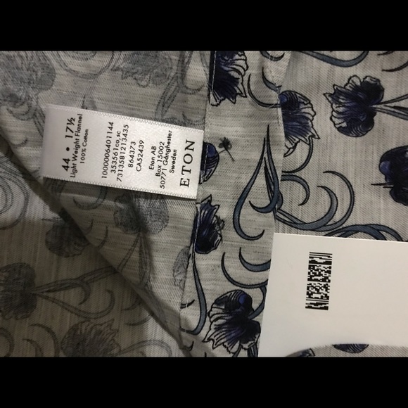Eton Sweden luxury beautiful floral shirt 17.5/44, XL contemporary NWT$305 - Picture 8 of 8